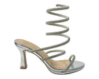 Diamante Snake Anklet Round Toe Sandals - Heels - British D'sire