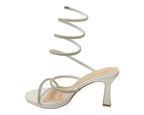 Diamante Snake Anklet Round Toe Sandals - Heels - British D'sire