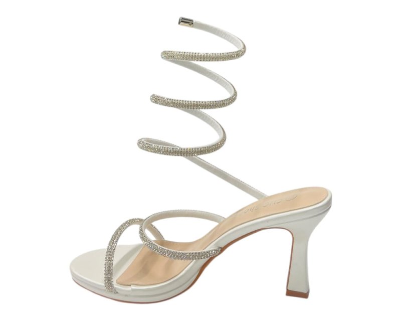 Diamante Snake Anklet Round Toe Sandals - Heels - British D'sire