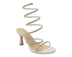 Diamante Snake Anklet Round Toe Sandals - Heels - British D'sire