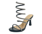 Diamante Snake Anklet Round Toe Sandals - Heels - British D'sire
