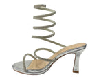 Diamante Snake Anklet Round Toe Sandals - Heels - British D'sire