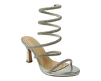 Diamante Snake Anklet Round Toe Sandals - Heels - British D'sire