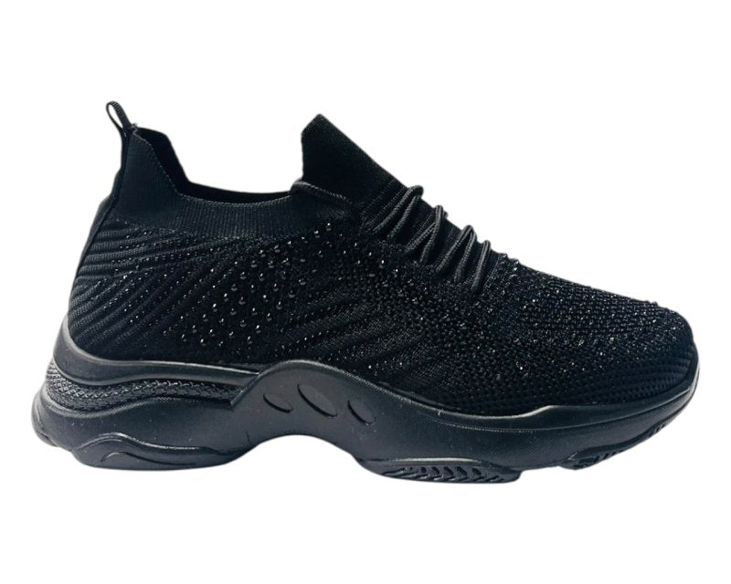 Diamante Socks Lace Up Trainers - Trainers - British D'sire