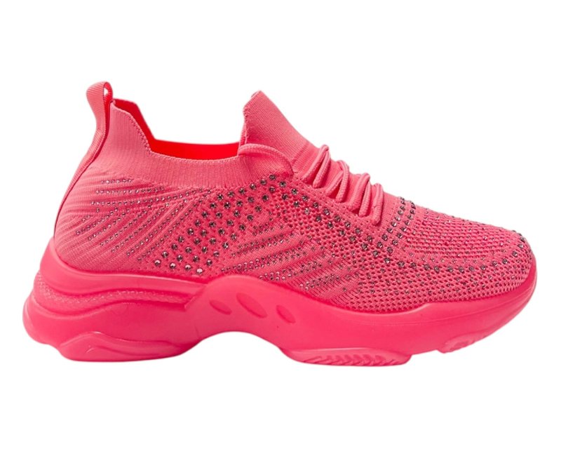 Diamante Socks Lace Up Trainers - Trainers - British D'sire