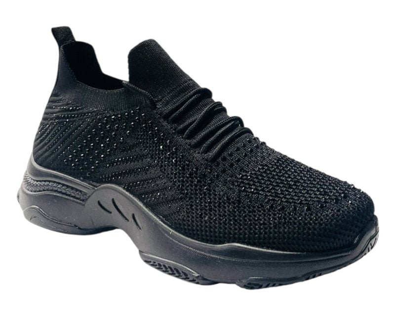 Diamante Socks Lace Up Trainers - Trainers - British D'sire