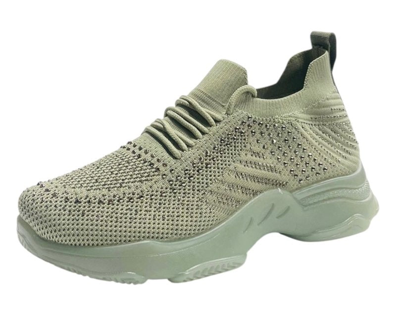 Diamante Socks Lace Up Trainers - Trainers - British D'sire