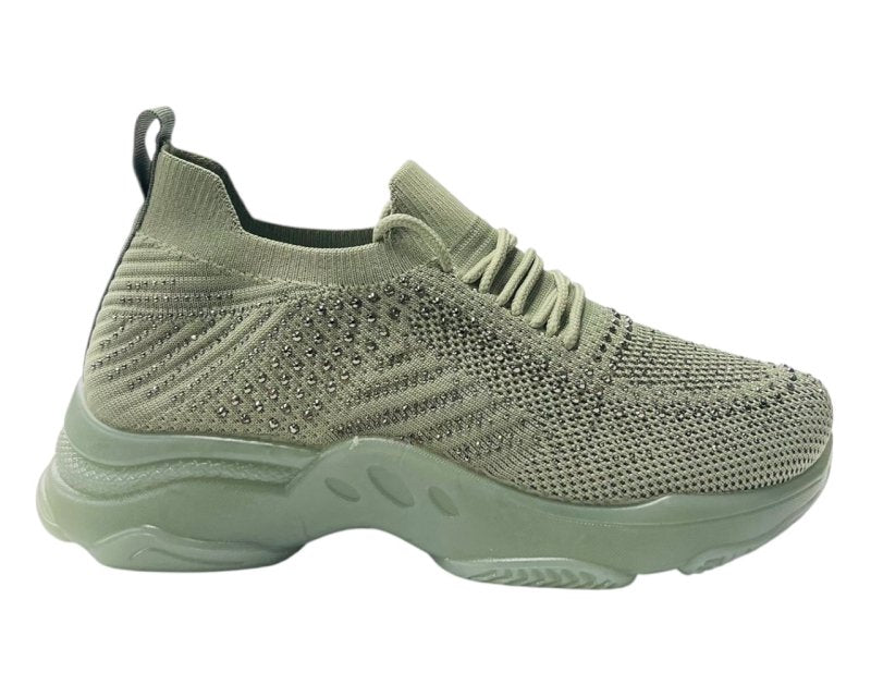Diamante Socks Lace Up Trainers - Trainers - British D'sire