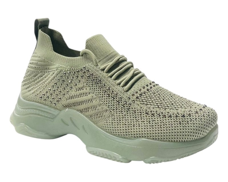 Diamante Socks Lace Up Trainers - Trainers - British D'sire