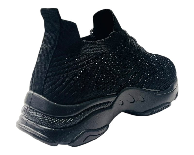 Diamante Socks Lace Up Trainers - Trainers - British D'sire