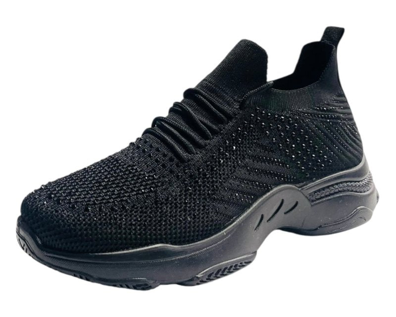 Diamante Socks Lace Up Trainers - Trainers - British D'sire