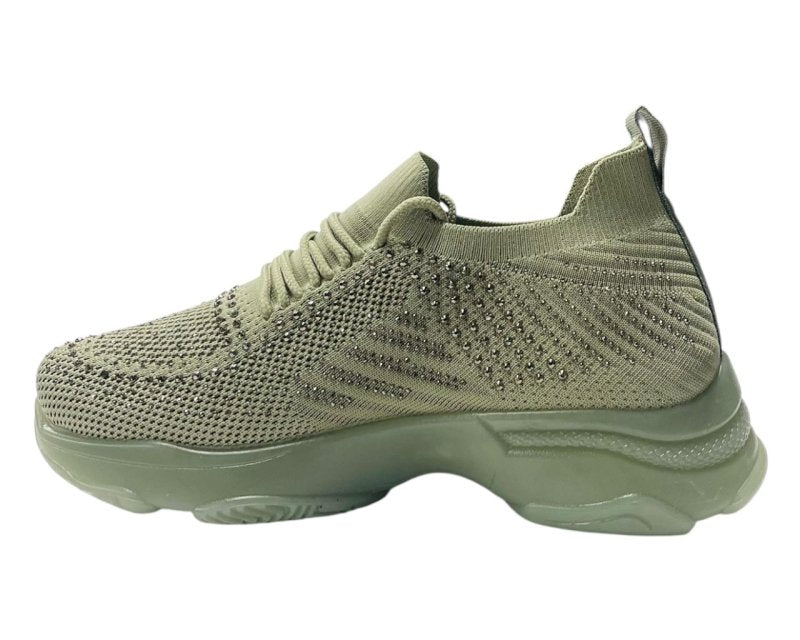 Diamante Socks Lace Up Trainers - Trainers - British D'sire