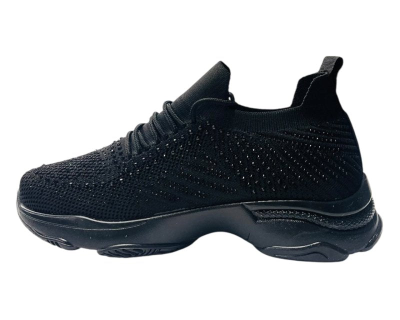 Diamante Socks Lace Up Trainers - Trainers - British D'sire