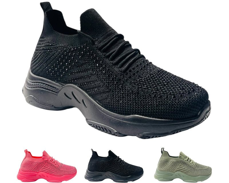 Diamante Socks Lace Up Trainers - Trainers - British D'sire