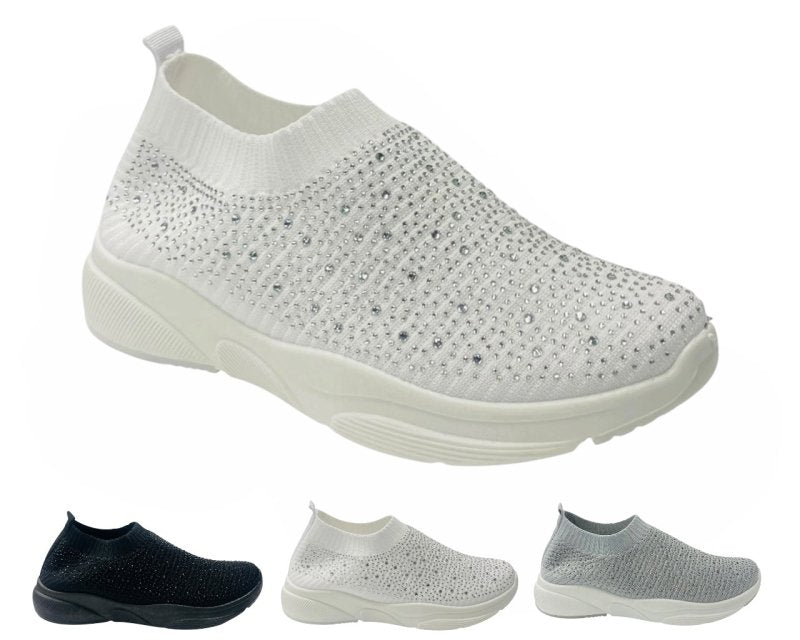 Diamante Socks Slip On Trainers - Trainers - British D'sire Main image