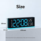 Digital LED Alarm Clock with Large Display Minimalist Rectangular Wall or Desk Clock(Black Blue) - British D'sire