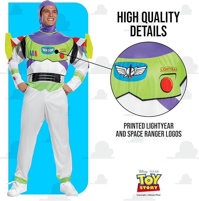 Disney Official Classic Buzz Lightyear Costume Adult, Toy Story Costume Adult - Movie & TV Fan Apparel - British D'sire