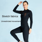 DIVE & SAIL 3mm Ladies Warm Thickened One-Piece Long Sleeve Wetsuit Winter Swimming Gear, Size: L(Black) - British D'sire