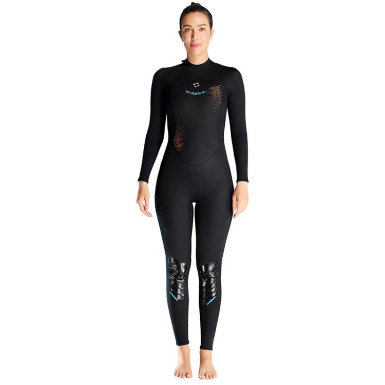 DIVE & SAIL 3mm Ladies Warm Thickened One-Piece Long Sleeve Wetsuit Winter Swimming Gear, Size: L(Black) - British D'sire Main image