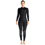 DIVE & SAIL 3mm Ladies Warm Thickened One-Piece Long Sleeve Wetsuit Winter Swimming Gear, Size: L(Black) - British D'sire