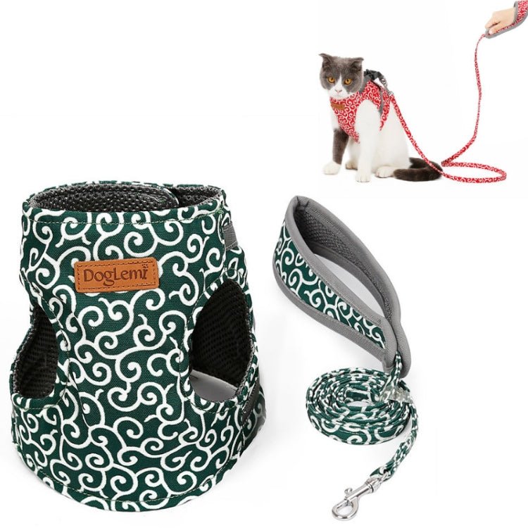 DogLemi Pet Cat Traction Rope Chest Harness Vest Type Traction Suit Cat Walking Rope, Size:XS(Green) - British D'sire