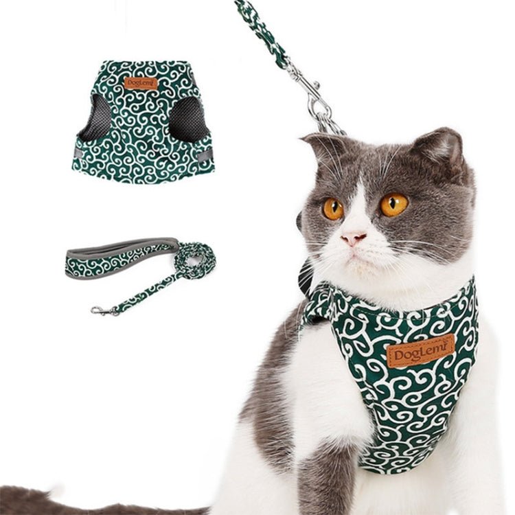 DogLemi Pet Cat Traction Rope Chest Harness Vest Type Traction Suit Cat Walking Rope, Size:XS(Green) - British D'sire