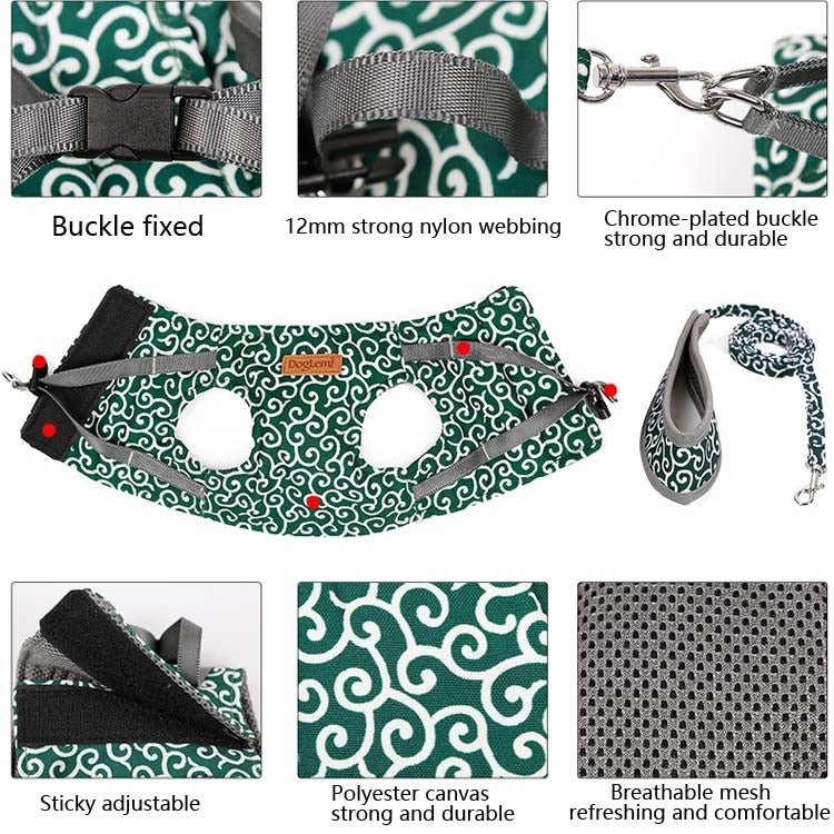 DogLemi Pet Cat Traction Rope Chest Harness Vest Type Traction Suit Cat Walking Rope, Size:XS(Green) - British D'sire
