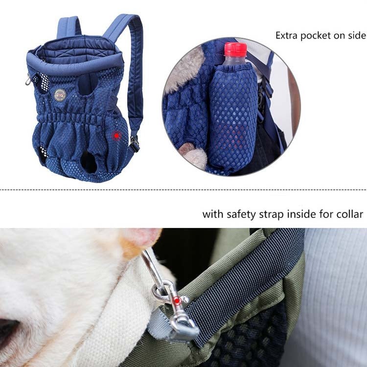 Doglemi Pet Outing Backpack Dog Shoulder Chest Bag Breathable Mesh Dog Cat Bag, Size:L(Gray) - British D'sire