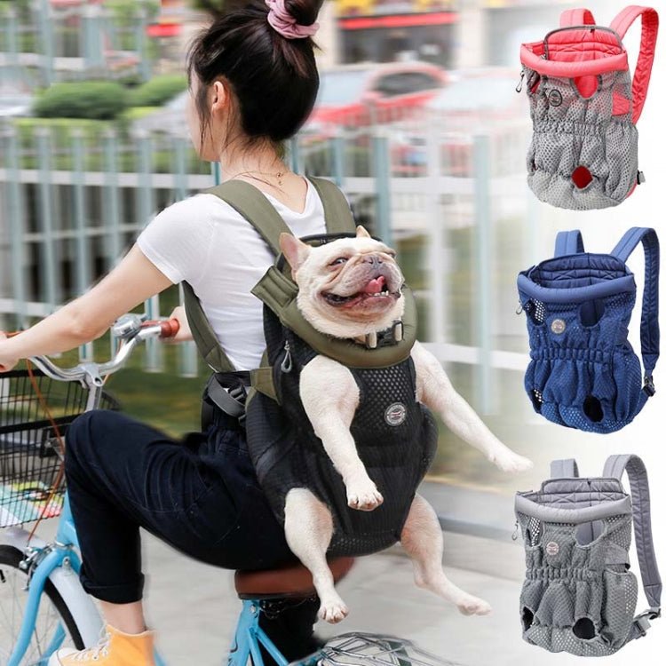 Doglemi Pet Outing Backpack Dog Shoulder Chest Bag Breathable Mesh Dog Cat Bag, Size:L(Green Black) - British D'sire