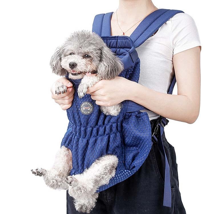 Doglemi Pet Outing Backpack Dog Shoulder Chest Bag Breathable Mesh Dog Cat Bag, Size:M(Blue) - British D'sire