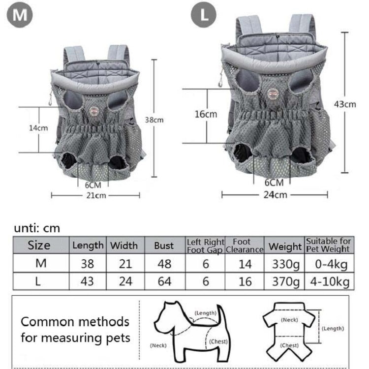 Doglemi Pet Outing Backpack Dog Shoulder Chest Bag Breathable Mesh Dog Cat Bag, Size:M(Gray) - British D'sire