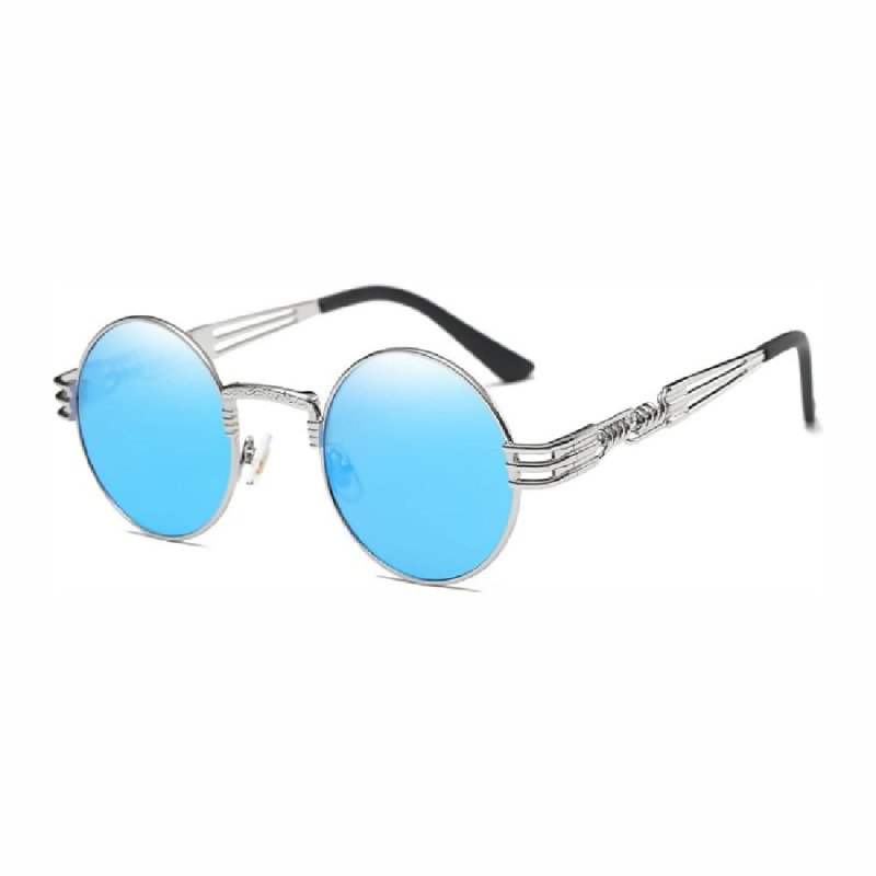 Dollger Retro Steampunk Sunglasses for Women Men Round Hippie UV400 Protection Flat Lens Metal Frame Eyewear - British D'sire