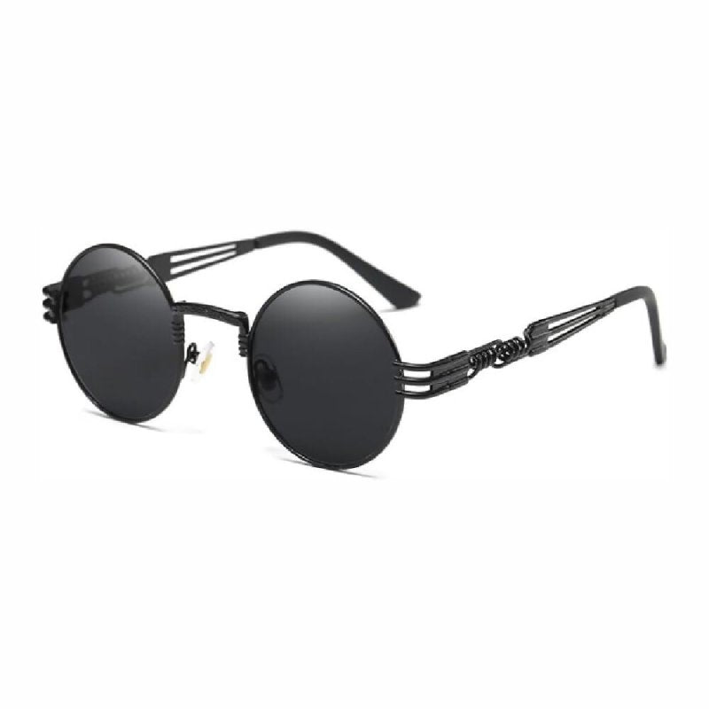 Dollger Retro Steampunk Sunglasses for Women Men Round Hippie UV400 Protection Flat Lens Metal Frame Eyewear - British D'sire