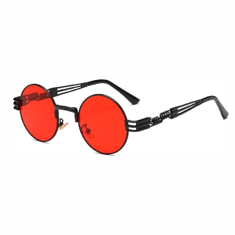 Dollger Retro Steampunk Sunglasses for Women Men Round Hippie UV400 Protection Flat Lens Metal Frame Eyewear - British D'sire