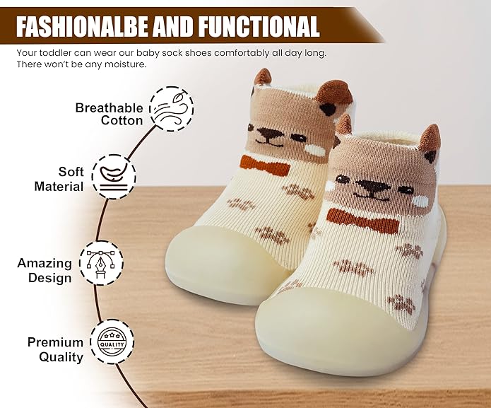 Dookeh Baby Shoes Boys Girls First Walking Shoes Non Slip Soft Sole Sneakers Toddler Infant Babygirl Sock Shoes - British D'sire