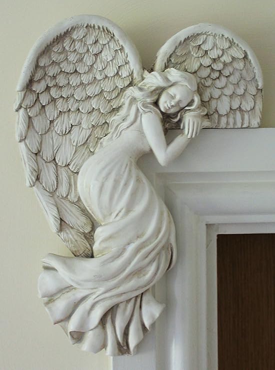 Le Morne - Vintage Angel Door Frame Wall Sculpture – Guardian Angel Resin Figurine (25cm x 18cm) – Home Decor with Spiritual Protection. Secondary image