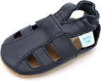 Dotty Fish Soft Leather Baby Shoes with Suede Soles. Toddler Sandals. Non - slip. Girls Boys. 0 - 6 Months to 18 - 24 Months - British D'sire