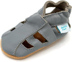 Dotty Fish Soft Leather Baby Shoes with Suede Soles. Toddler Sandals. Non - slip. Girls Boys. 0 - 6 Months to 18 - 24 Months - British D'sire