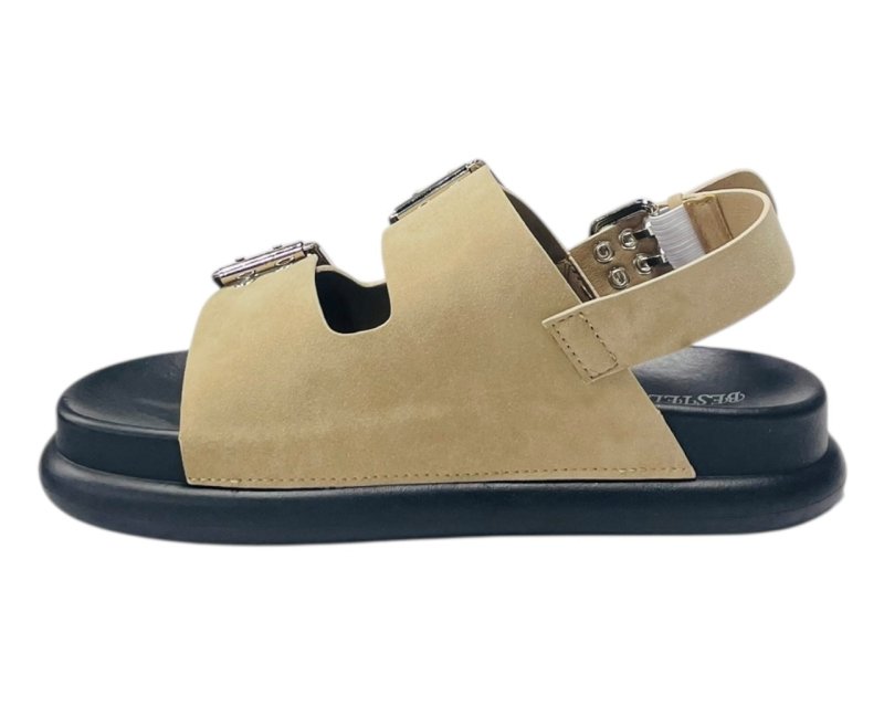 Double Buckle Strap Eyelet Detail Sandals - Sandals - British D'sire