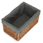 Double Steamed Grey Cotton Lined Willow Storage Baskets - Storage Baskets - British D'sire