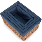 Double Steamed Navy Cotton Lined Willow Storage Basket - Storage Baskets - British D'sire
