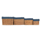 Double Steamed Navy Cotton Lined Willow Storage Basket - Storage Baskets - British D'sire