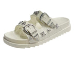 Double Strap Buckle Flat Sole Sandals - Slider - British D'sire