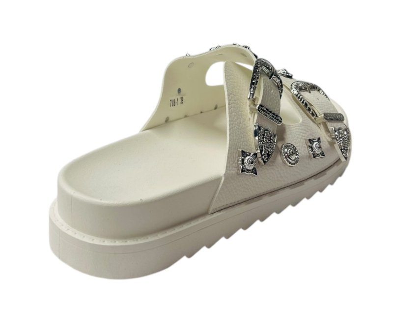 Double Strap Buckle Flat Sole Sandals - Slider - British D'sire