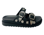 Double Strap Buckle Flat Sole Sandals - Slider - British D'sire