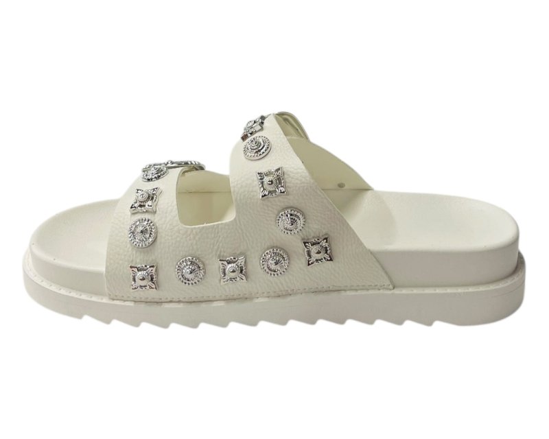 Double Strap Buckle Flat Sole Sandals - Slider - British D'sire