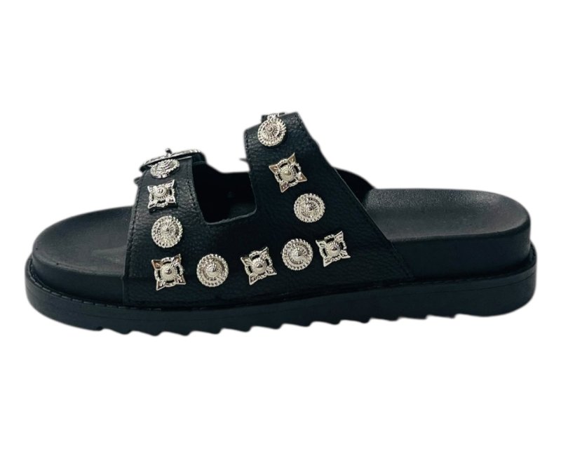 Double Strap Buckle Flat Sole Sandals - Slider - British D'sire