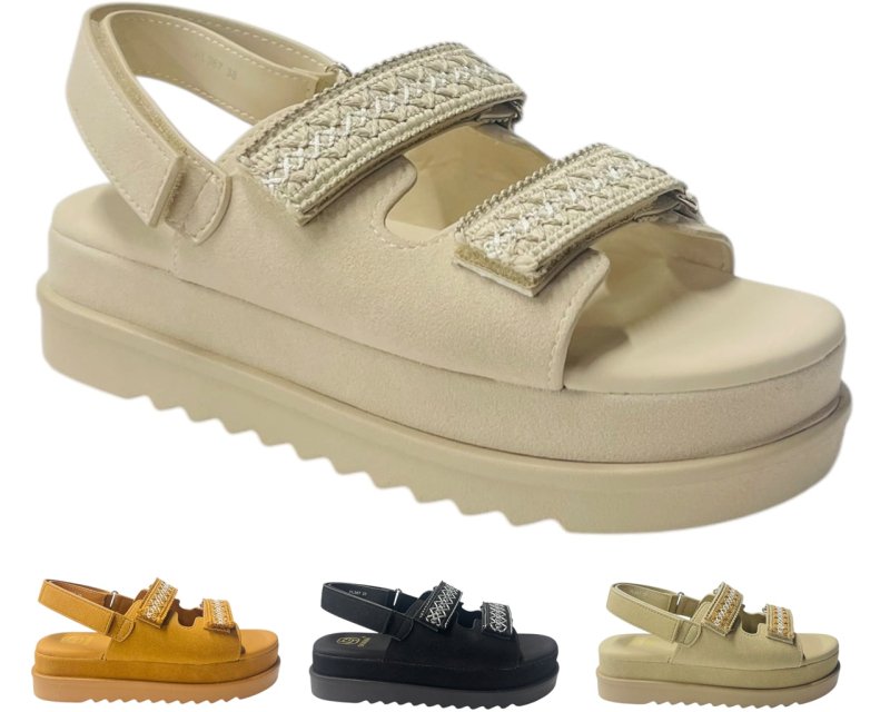 Double Strap Chunky Sole Sandals - Sandals - British D'sire Main image