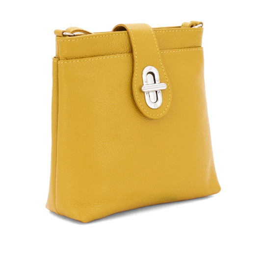 Italian Designer Leather Multi-compartment Crossbody Cleo Mustard Main image