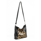 Italian Designer Leather Handbag with Adjustable Strap- Swolit Della Leopard Print